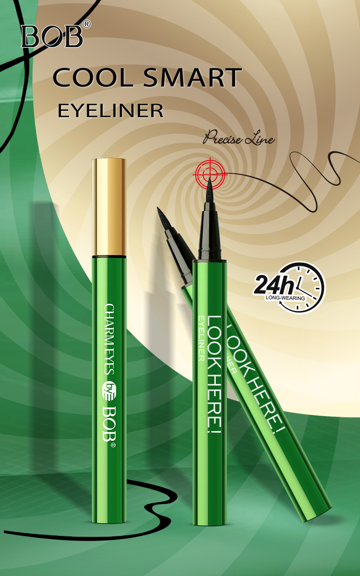 Cross-border exclusive bob eyeliner liquid pen, quick-drying, waterproof, long-lasting, non-smudging, natural and smooth, extremely fine eyeliner for the eyes pic 1