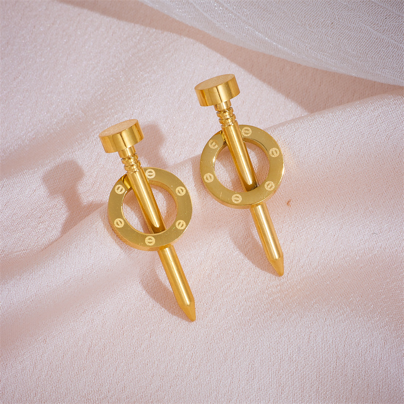 欧美热销不锈钢保色钉子套装 时尚简约钛钢不掉色18k镀金钉子首饰套装详情3