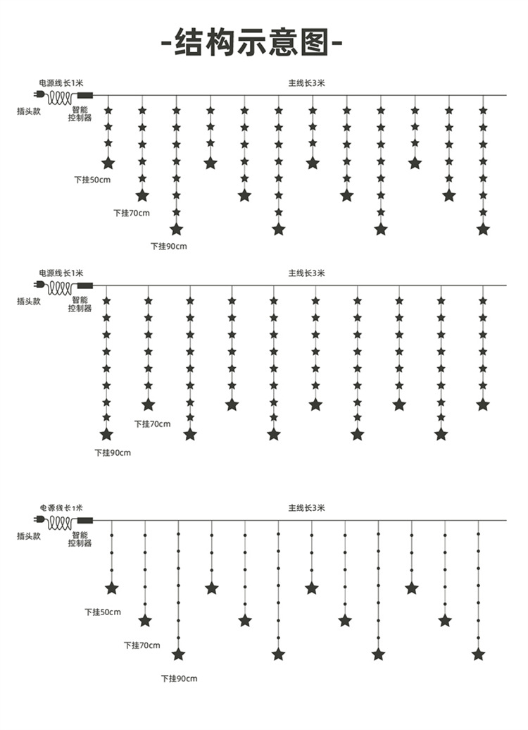 led color lights, flashing lights, string lights, starry sky curtains, balcony decoration, outdoor atmosphere lights, solar star light strings pic 15