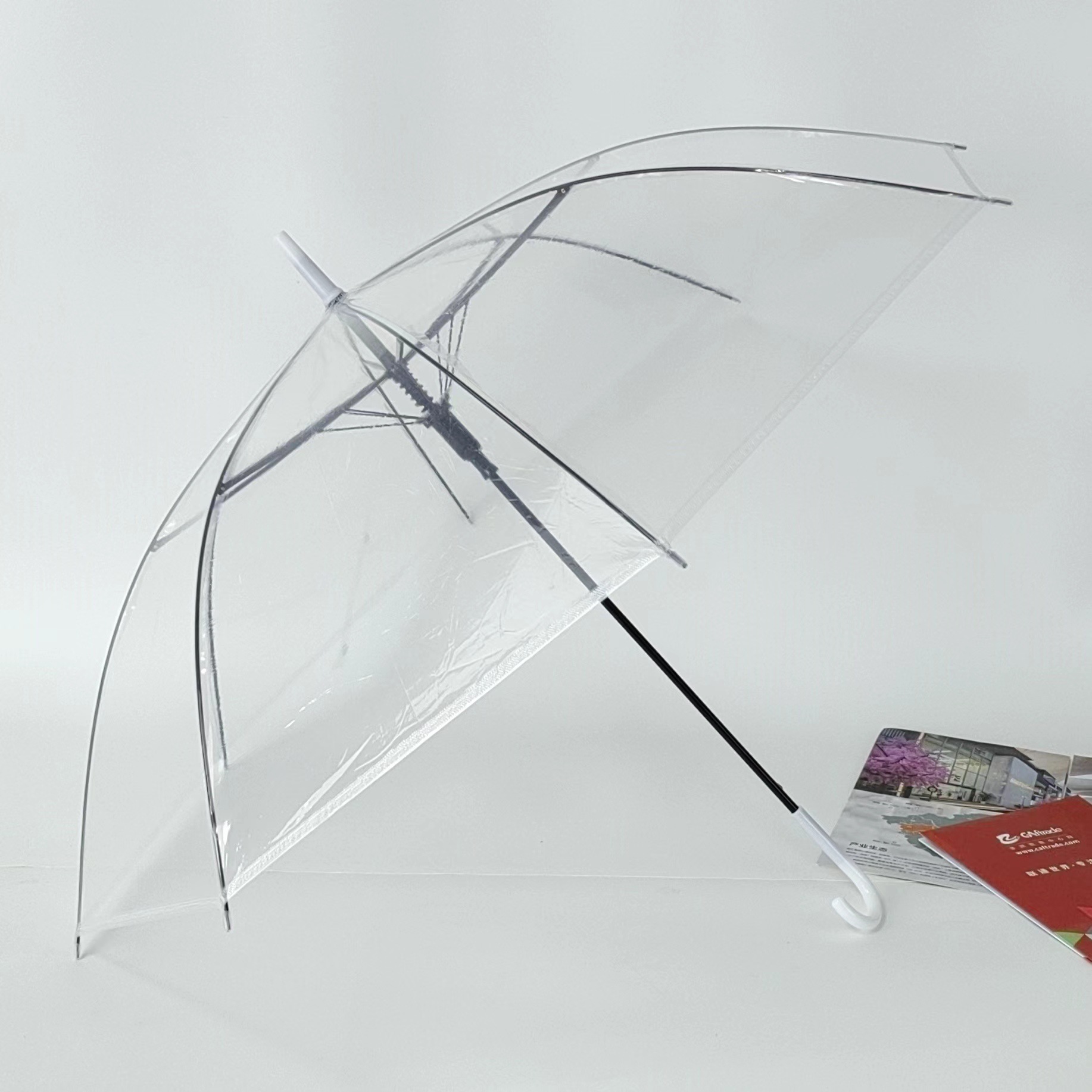 一次性雨伞批货长柄透明雨伞自动伞简约透明伞儿童雨伞广告伞LOGO详情9
