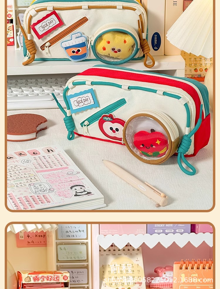 2025可爱食物痛包笔袋学生文具袋大容量高颜值女孩铅笔袋儿童笔盒详情12