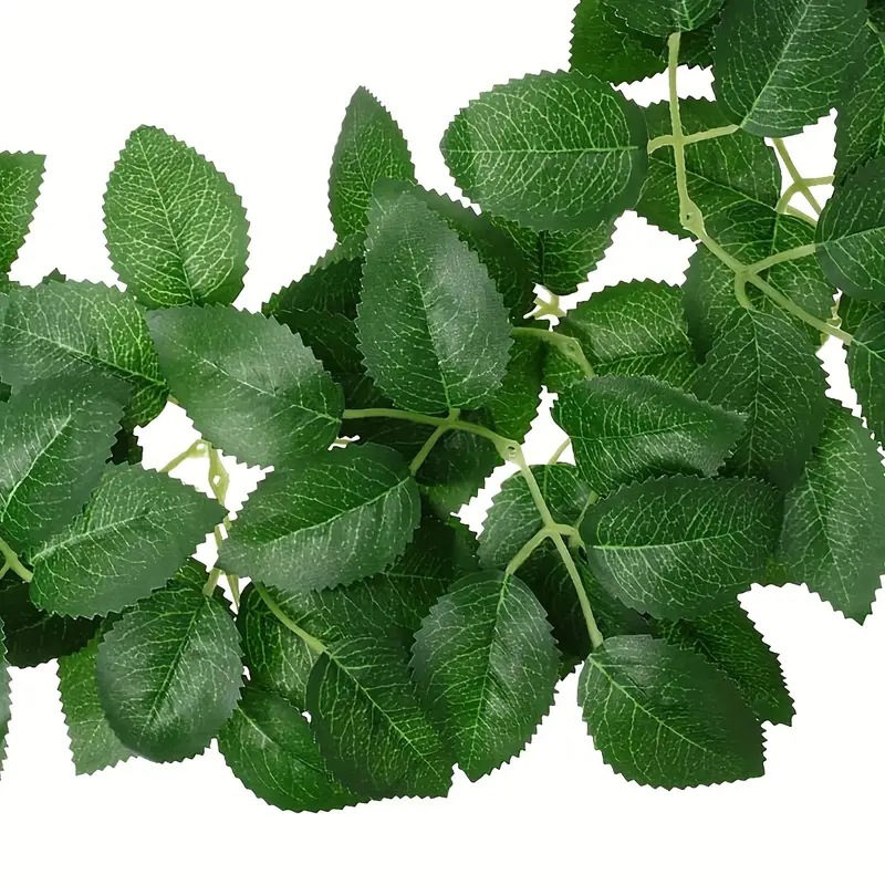 仿真玫瑰叶绢布头饰花环手工配饰假花批发园艺园林装饰叶片丝网花叶片厂家批发详情2