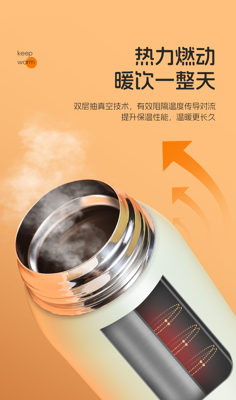 高颜值时尚迷你保温杯304不锈钢真空口袋杯便携带锁扣直饮弹跳杯详情4