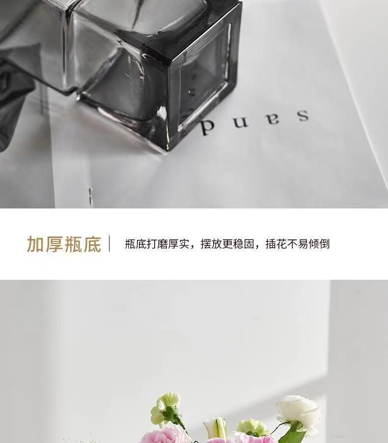 欧式轻奢简约错位透明玻璃高级感花瓶家用水培客厅桌面摆件ins风详情14