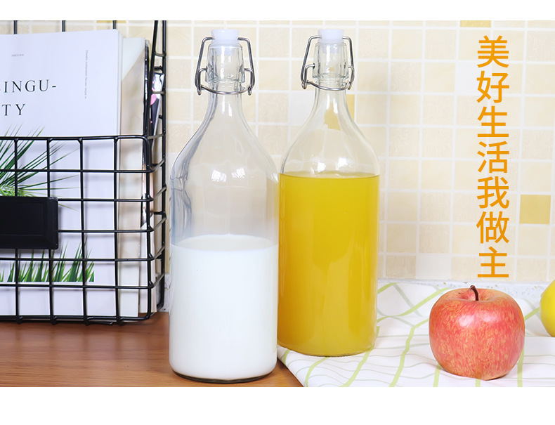 密封玻璃瓶酿酒瓶红酒瓶带盖白酒瓶橄榄瓶空瓶油瓶饮料牛奶密封瓶详情3