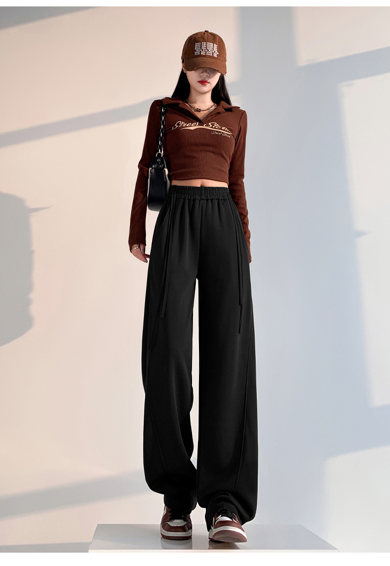 Fleece warm wide-leg pants, loose and high-waisted, slimming winter new style pic 61