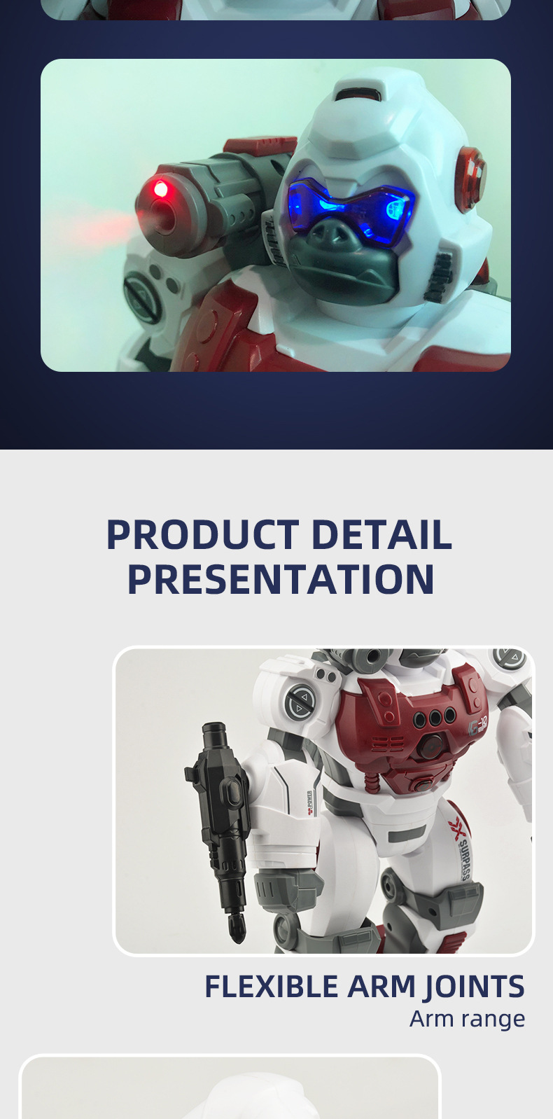 Remote-controlled programmed robot, missile shooting, spray sensing, gesture singing, dancing, storytelling, smart early education toy pic 10