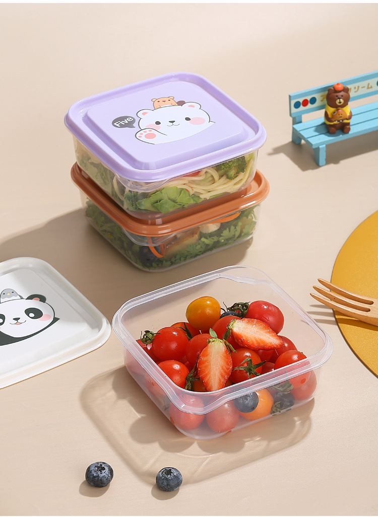 Caja de plástico de dibujos animados 3 piezas cocina refrigerador caja de almacenamiento de alimentos microondas caja de almuerzo caja de frutas pic 37