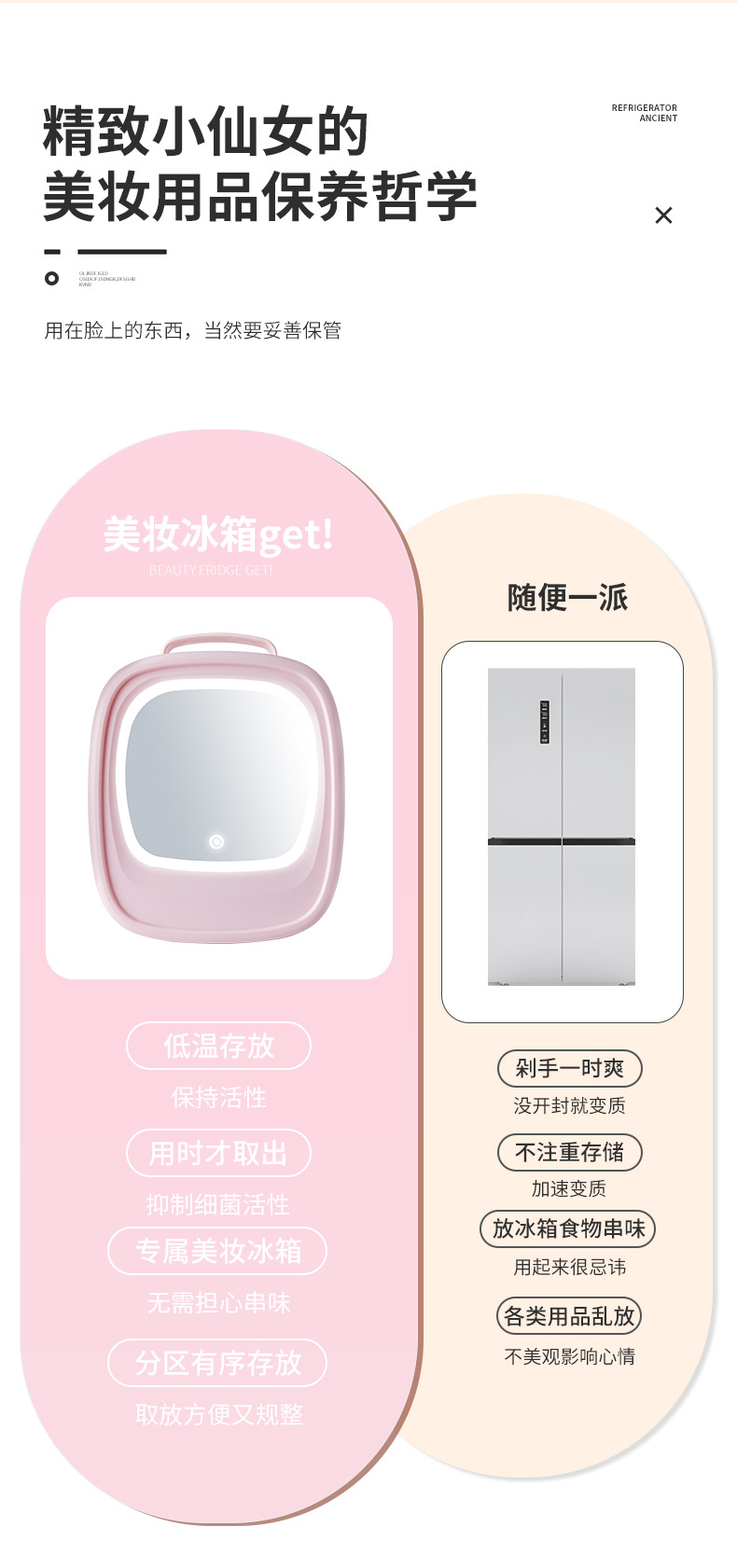 车载冰箱led灯镜面6L美妆冰箱收纳面膜化妆品保鲜冷藏汽车冷暖箱详情30