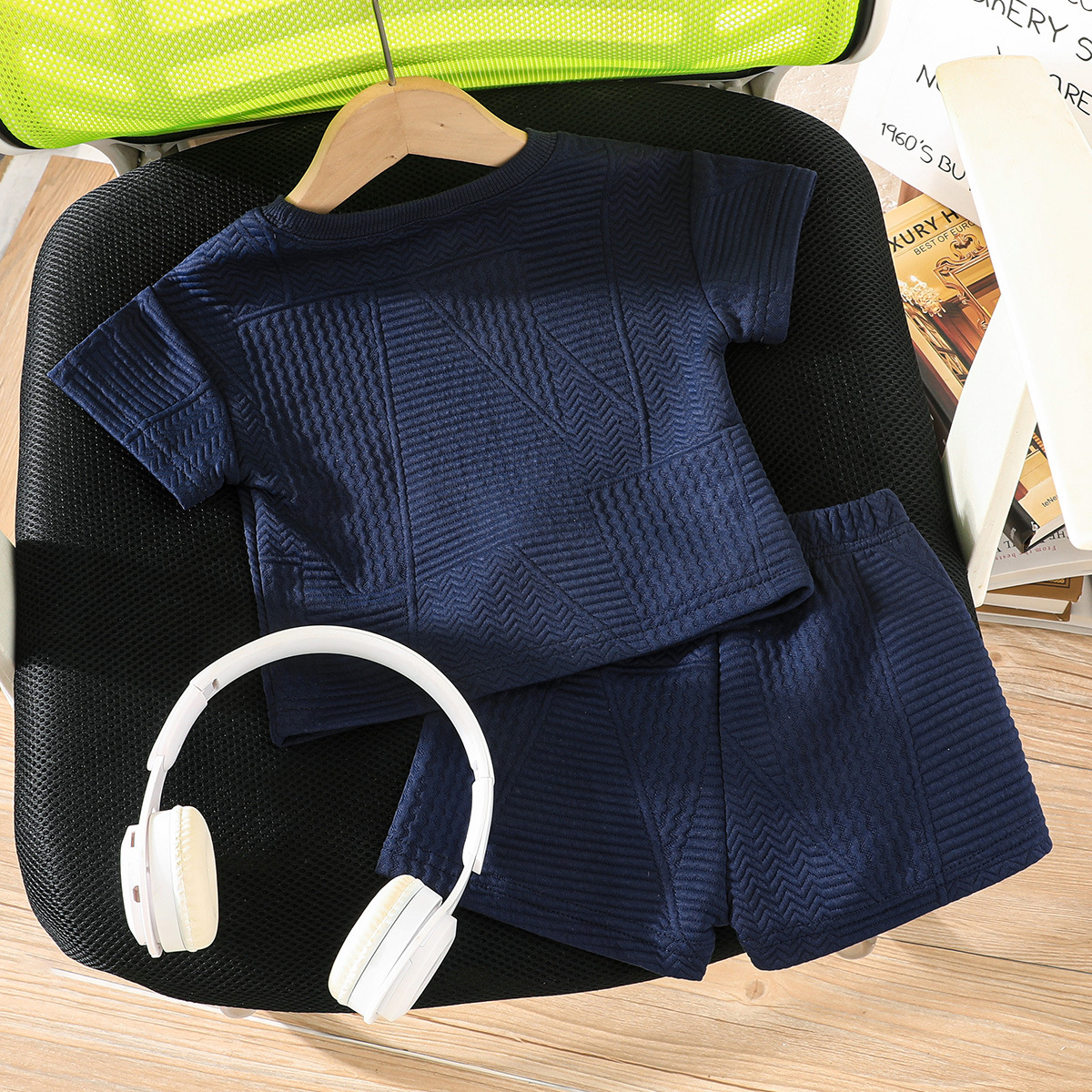 A simple and comfortable embroidered T-shirt and shorts set with horse racing patterns for boys aged 0-3 years old, a new summer sports outfit pic 21