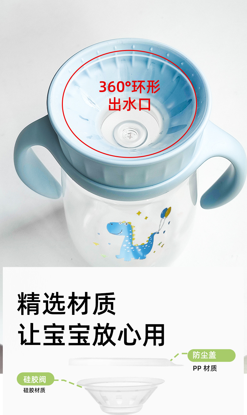 儿童PP吸管杯带防漏盖便携饮水杯宝宝学饮杯详情5