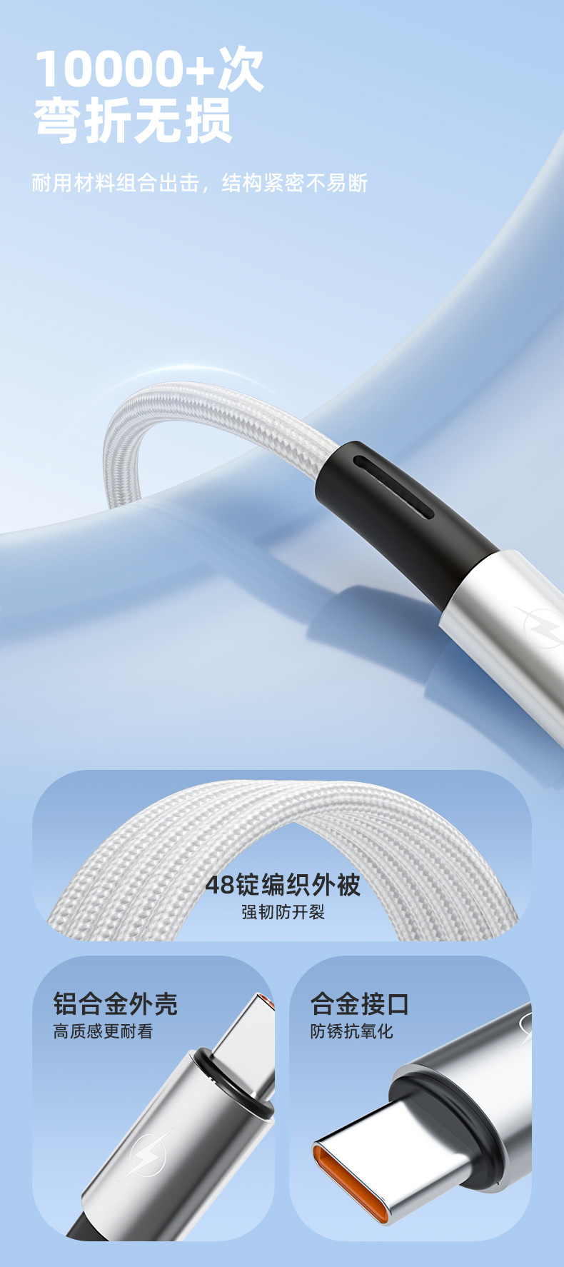 PD27W尼龙编织铝壳快充数据线适用iPhone华为mate40充电线USB批发详情8