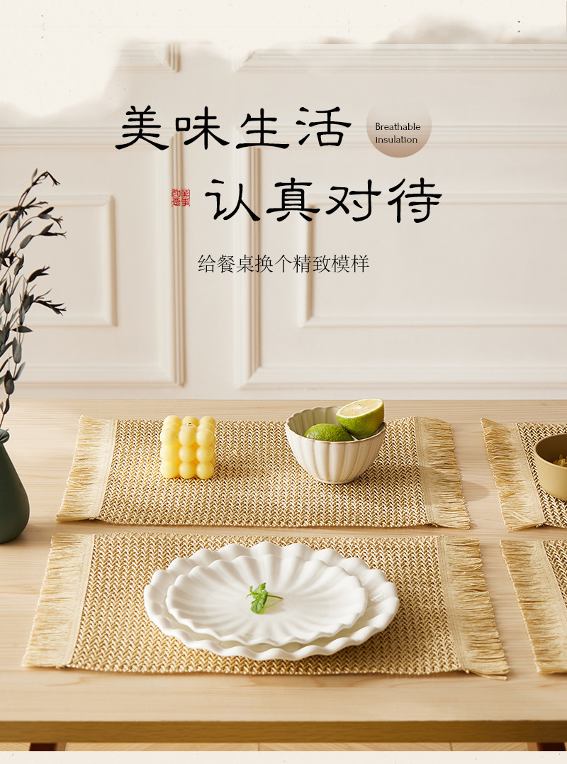 跨境亚马逊热销自然环保餐桌垫编织纸餐垫隔热防烫碗垫杯垫装饰垫详情6