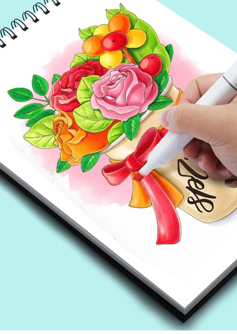Yalong Cross-border Classic Bestseller student art supplies 24-color marker pens with double-pointed markings pic 4