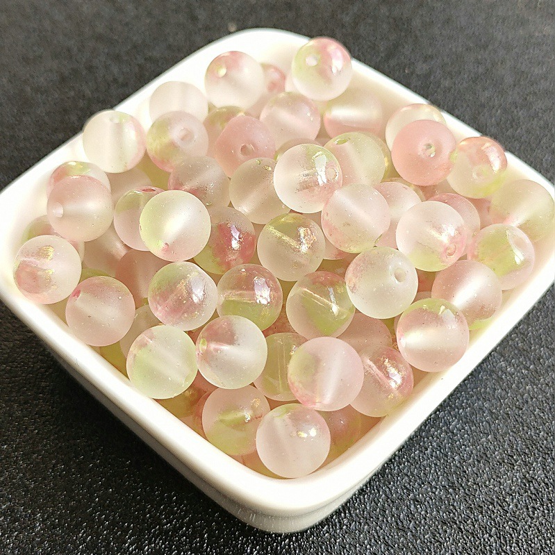 8/10mm直孔洒金磨砂圆珠手工编制手串手链项链琉璃珠子古风配件详情6