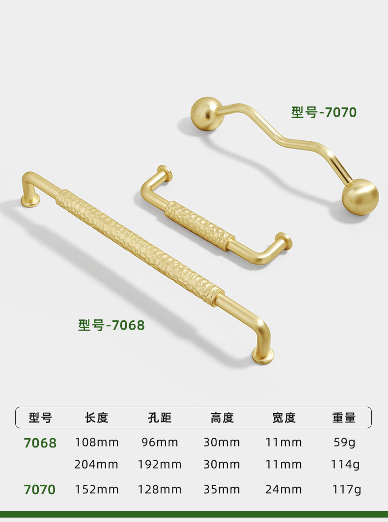 法式锌合金衣柜门拉手现代简约金色哑光铜色抽屉单孔橱柜实心把手详情21