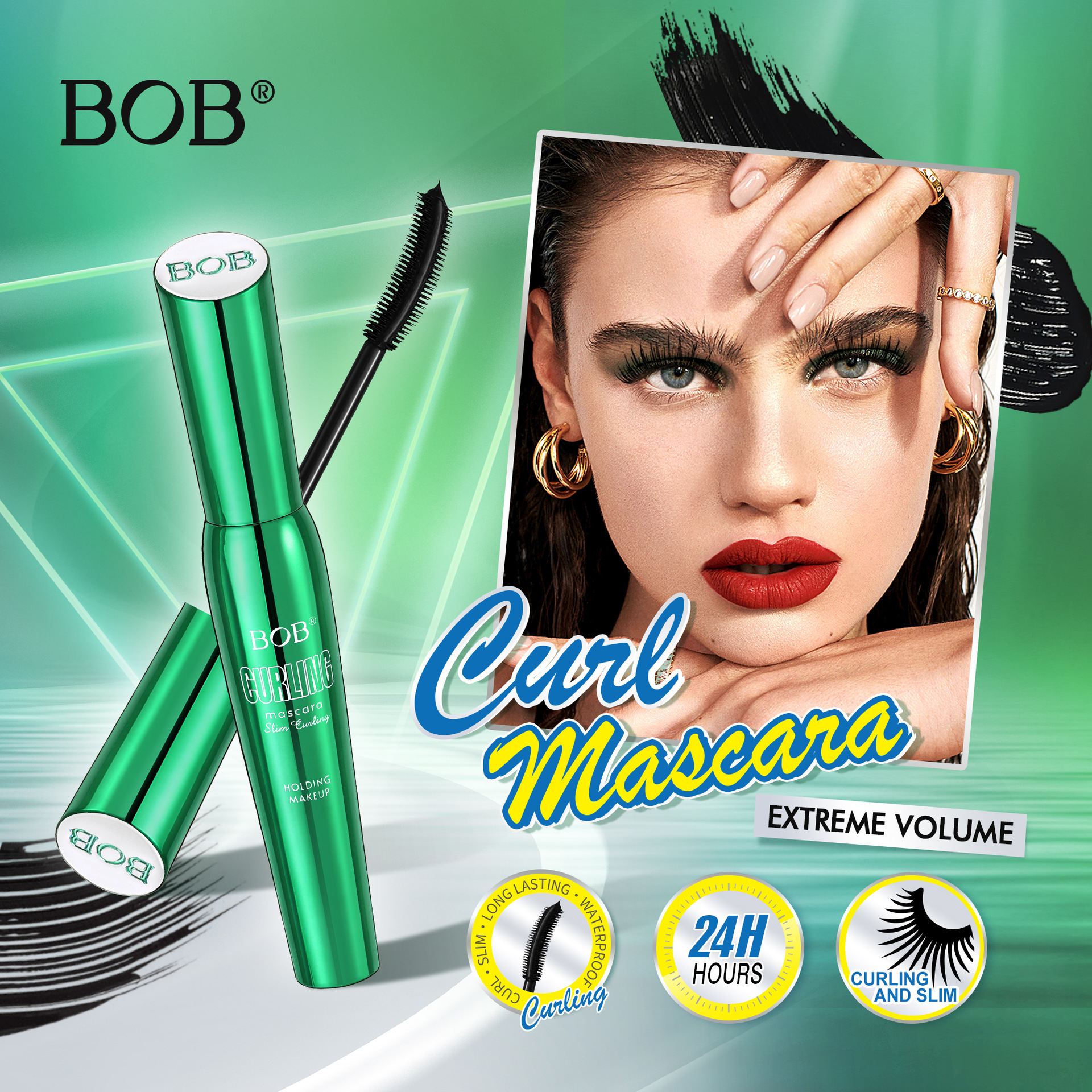 Cross-border BOB export, Thailand, Bangladesh, best-selling 3D stereoscopic thick and charming mascara, thick and curly makeup pic 1