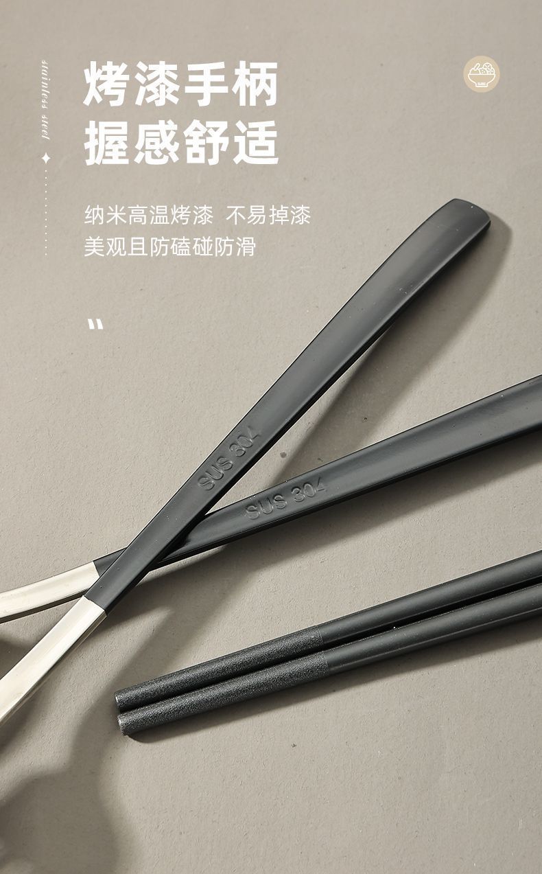 德国不锈钢勺子筷子叉子套装收纳便携餐具三件套成人学生家用详情32