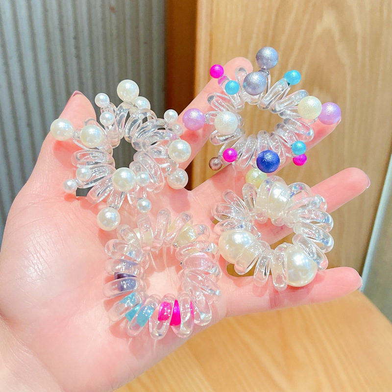 Laser Mermaid Girl telephone line hair tie for women, Korean, simple and basic, versatile hair band, seamless leather cover hair accessory pic 28