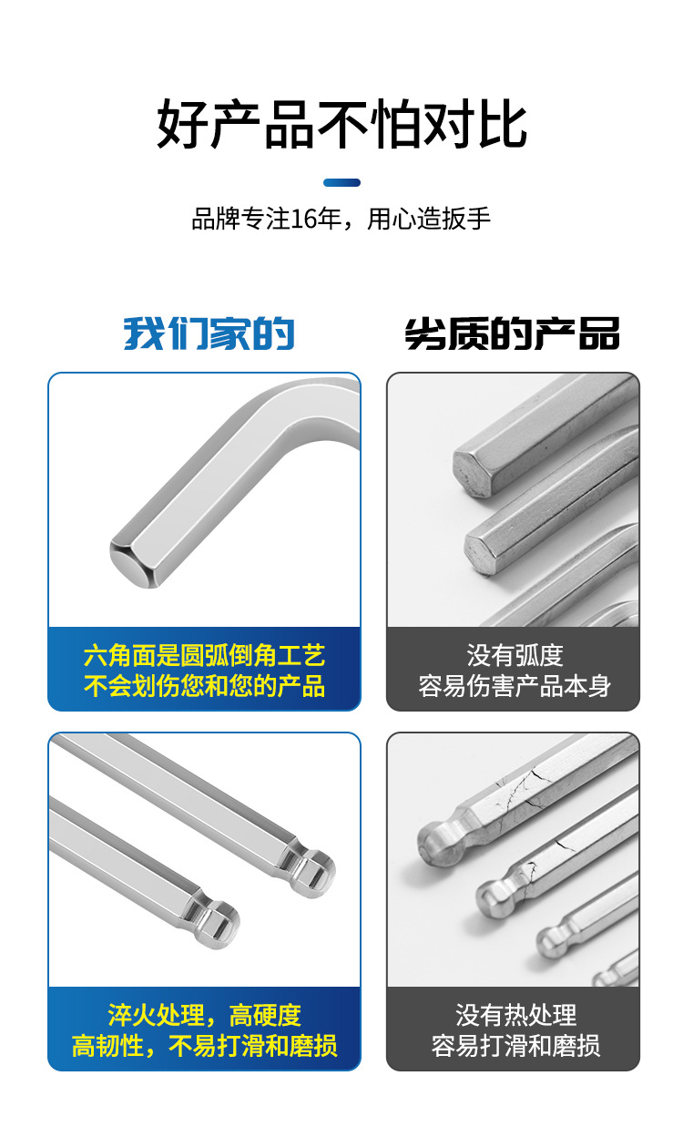 加长球头六角匙扳手批发自行车工具六棱板手6角球头内六角扳手详情20