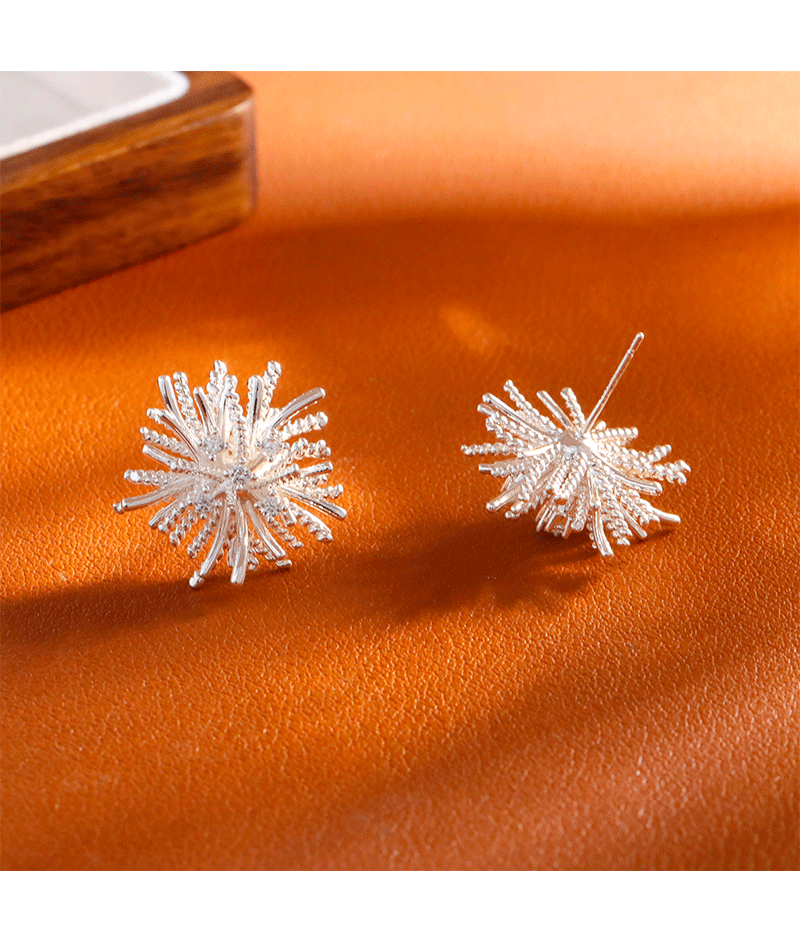 Hyacinth925 silver needle unique design, fashionable and exquisite dandelion stud earrings, fashionable and versatile for commuting, high-end earrings and earrings pic 8