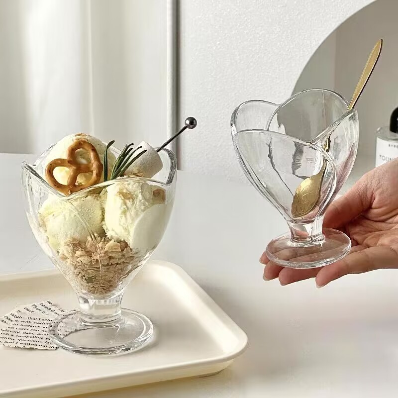 Wholesale InS-style glass lotus ice cream cups, dessert yogurt glass cups, fruit smoothies, fruit cups and cake cups pic 9