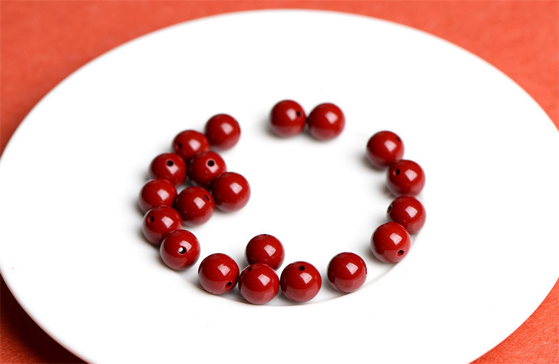 Jiuya Crystal natural raw ore cinnabar loose beads, purple gold sand round beads, semi-finished products, imperial red sand decorative beads pic 9