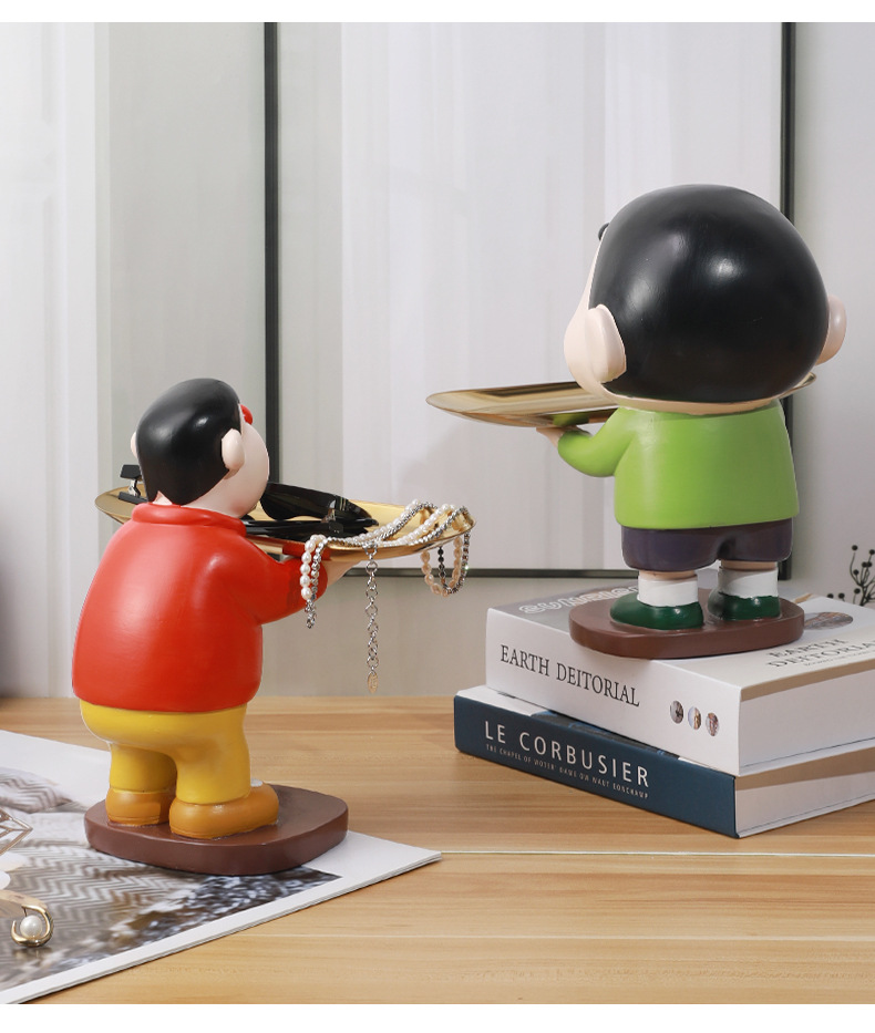 网红高颜值蜡笔小新托盘收纳摆件客厅玄关办家居装饰品糖果盘子详情15