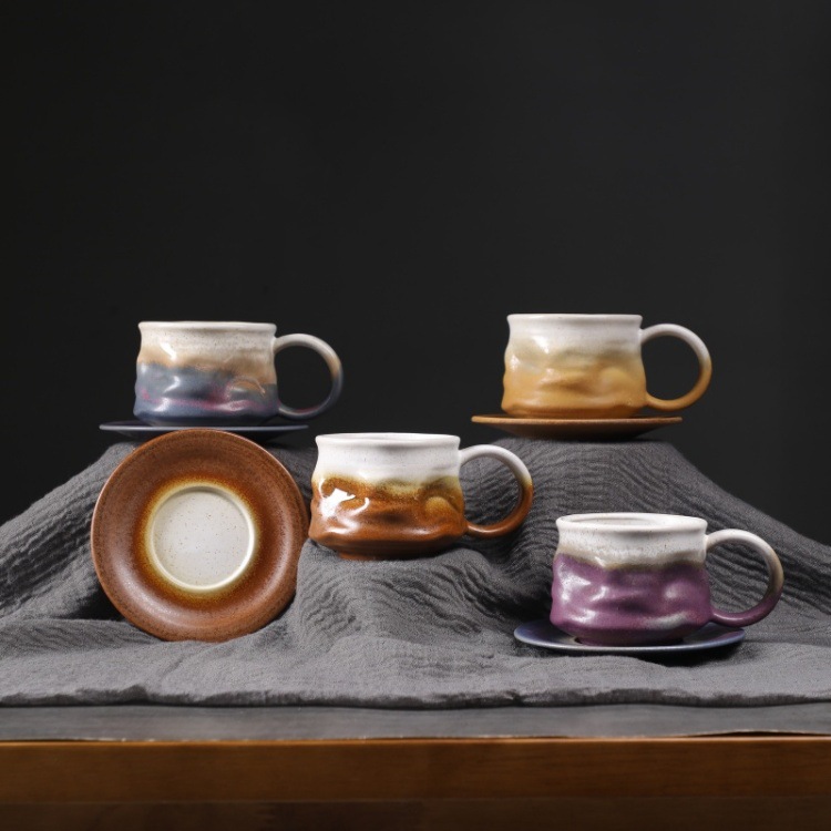 窑变咖啡杯碟套装复古陶瓷杯下午茶卡布奇诺拿铁咖啡杯家用马克杯详情21