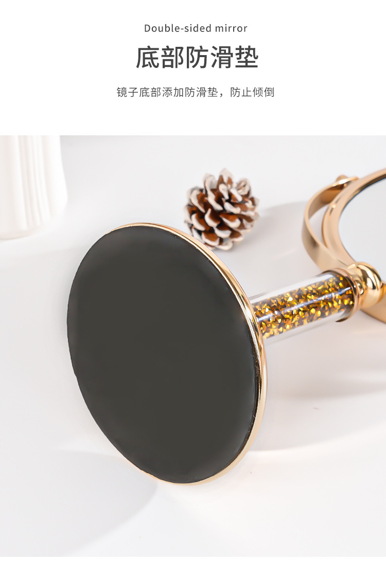 高清双面台式化妆镜厂家金属不锈钢放大5倍镜批发办公室公主镜详情7