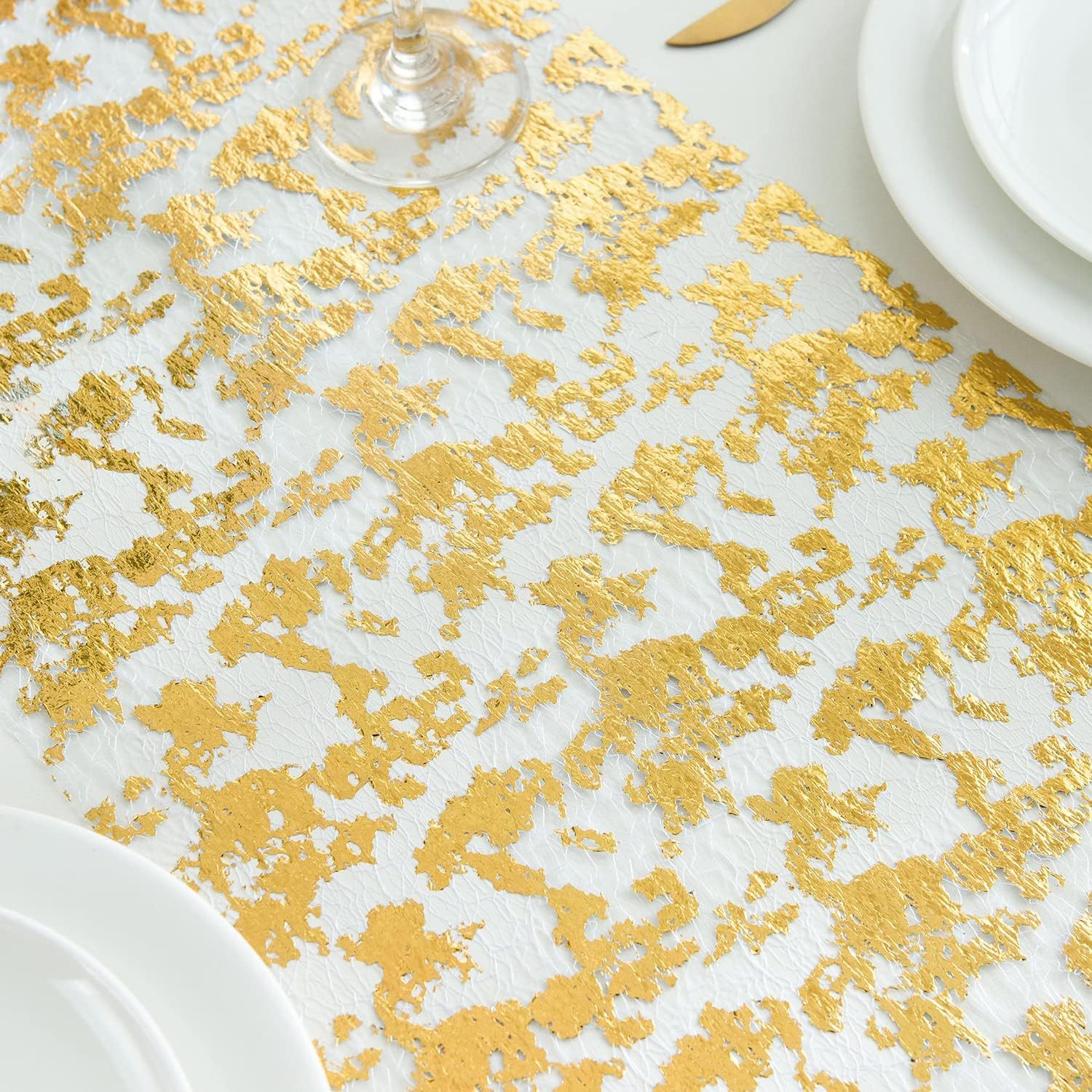 亚马逊跨境爆款烫金箔网眼桌旗节日派对婚礼装饰材料轻奢金色桌旗详情2