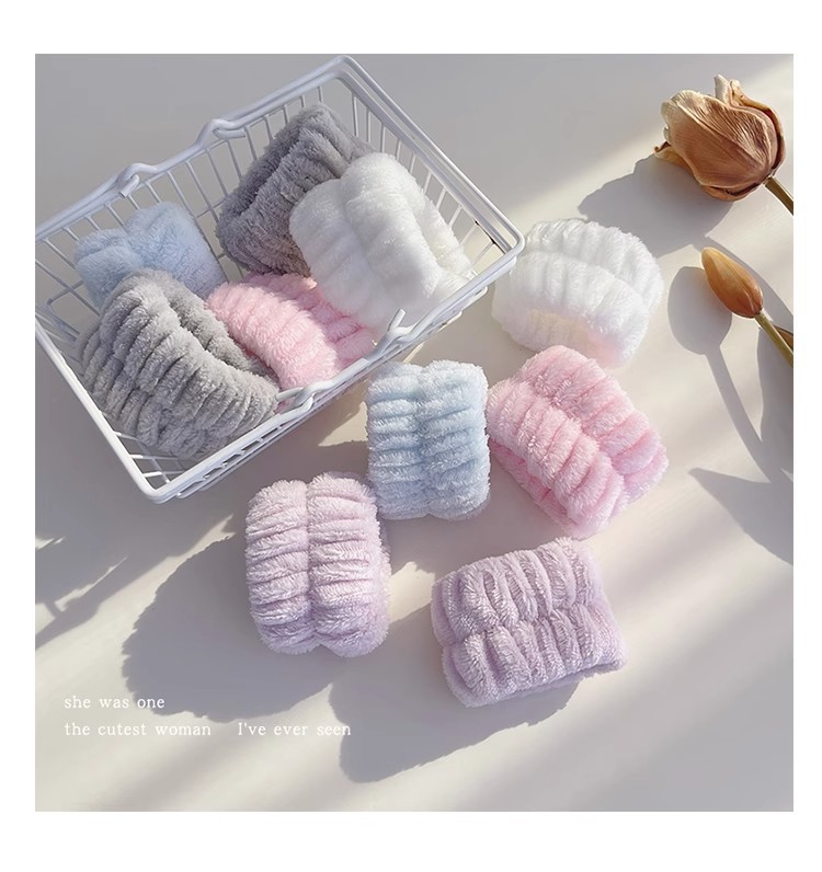 洗脸手腕带神器吸水毛绒束发带头绳两用防湿手巾发绳洗漱专用发圈详情5