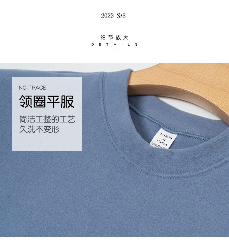 Genuine Fleece Yifei warm short-sleeved T-shirt for men, round-neck long-staple cotton acrylic 5A antibacterial winter warm T-shirt for men pic 55