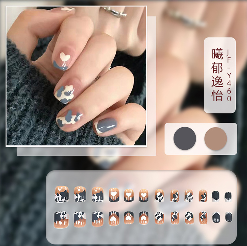 曦郁逸怡穿戴式美甲贴片假指甲片成品流行抖音货源短款法式假指甲详情3