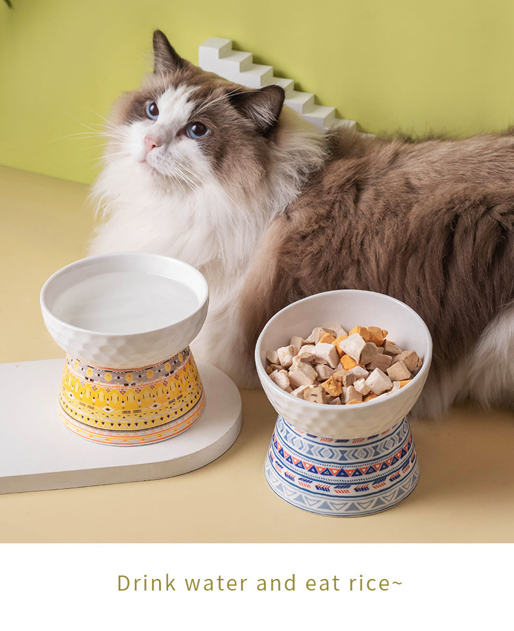 陶瓷猫碗高脚保护颈椎猫粮碗猫咪狗猫盆饮水碗宠物零食碗跨境批发详情11