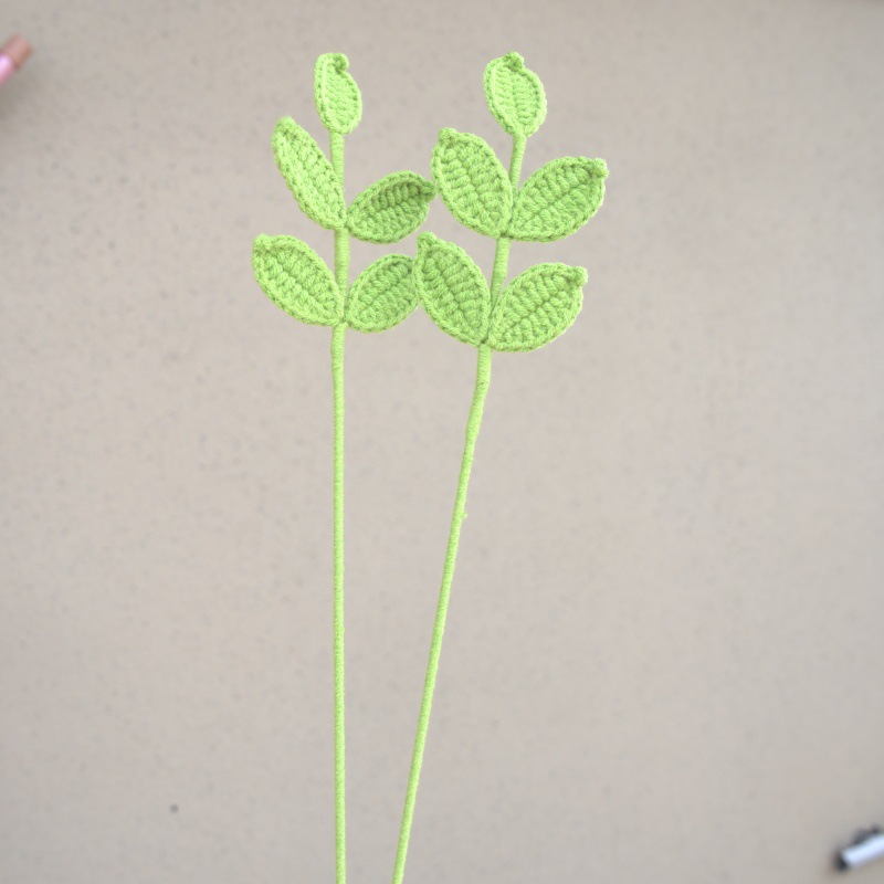 手工钩织花束配饰毛线编织四季叶子圣诞春节装饰批发宠物园艺蕨类植物详情3