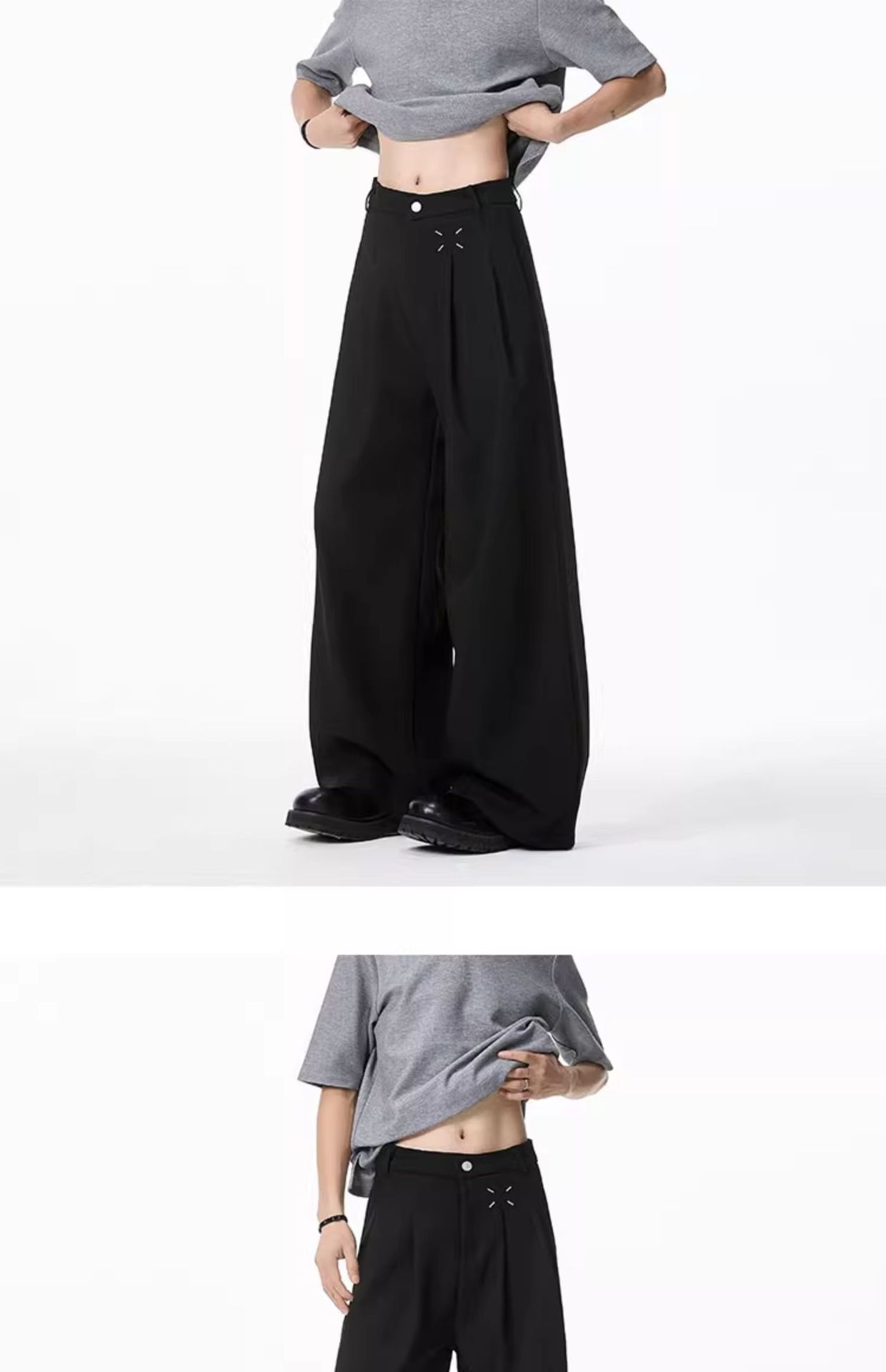 Americano cleanfit negro pantalones hombre primavera otoño recto holgada sensación casual premium sensación pantalones de pierna ancha hombre pic 15