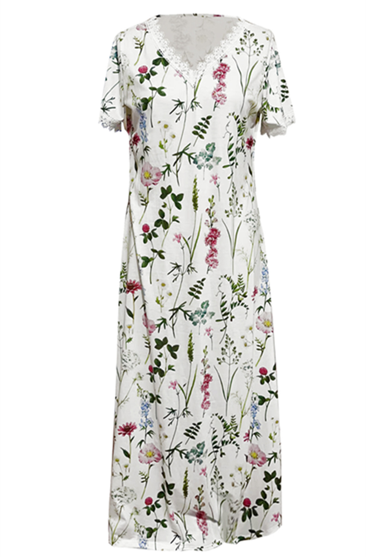 女式长裙长裙休闲裙 A 字裙夏装碎花时尚休闲户外日常度假蕾丝褶 pic 3