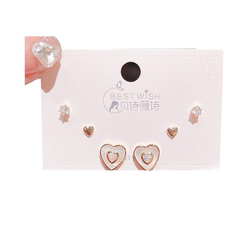 高品质感s925银针锆石6件套装小耳钉 女韩版简约气质三对耳钉批发详情9