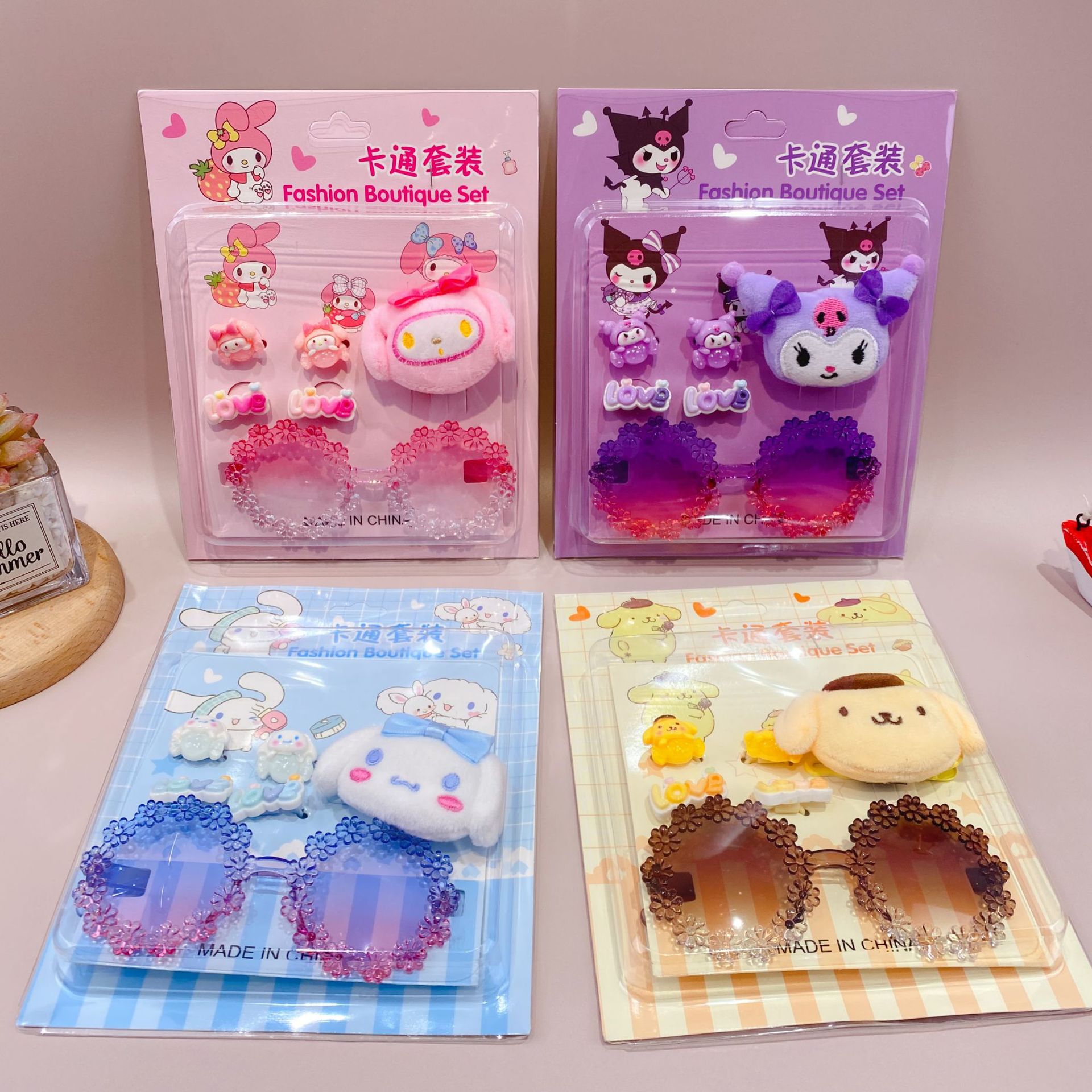 新款三丽鸥眼镜卡通皮筋发夹饰品套装可爱少女心装扮潮玩时尚精品详情3