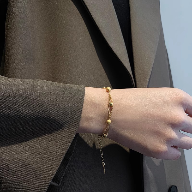 时尚钛钢钢珠子手链女气质百搭双层满天星手链小众百搭设计感手饰详情3