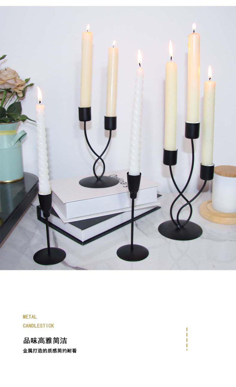 Specialized simple and romantic home dining table decoration, home light luxury style candlestick display, retro candlelight dinner prop pic 10