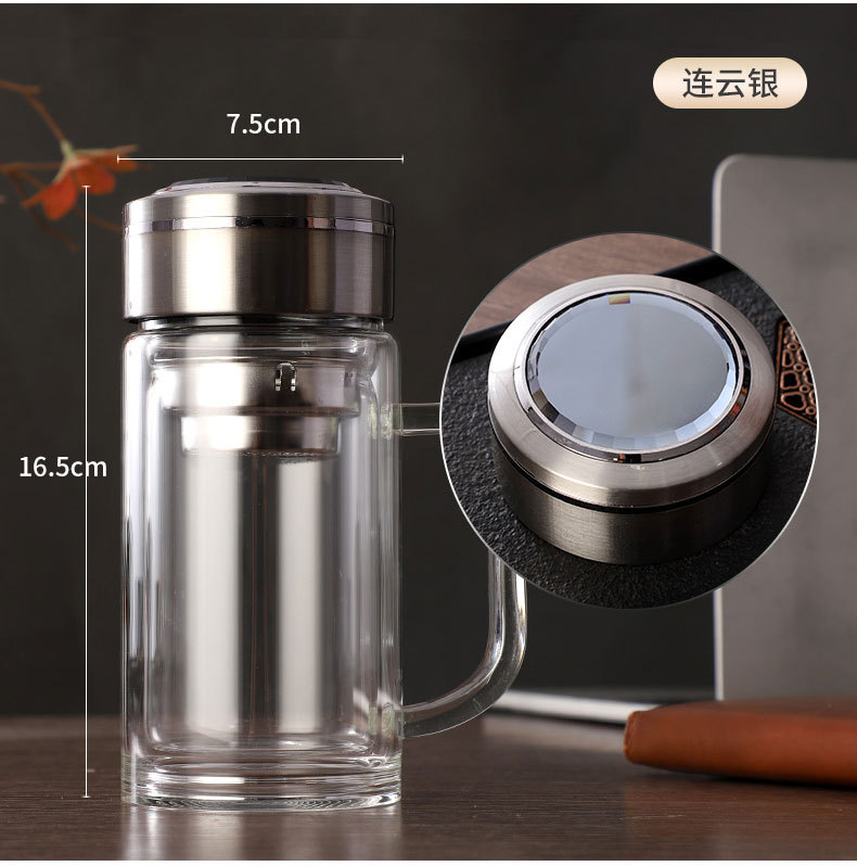 双层泡茶商务礼品杯加厚隔热泡茶玻璃杯双层玻璃杯商务玻璃杯定制详情15