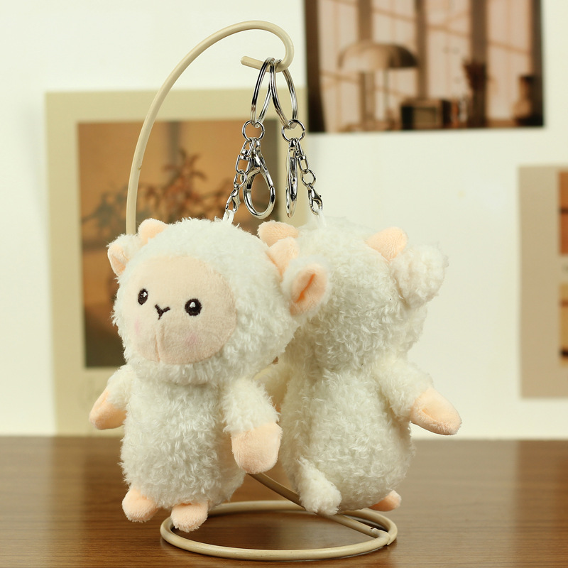 Cute little sheep plush toy pendant, muddled sheep bag pendant, keychain figurine, schoolbag pendant, little sheep pic 4