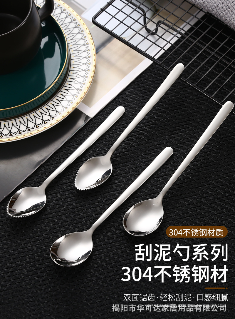 304 stainless steel baby food puree scraper, apple spoon with teeth, infant and toddler fruit puree scraper, logo made pic 7