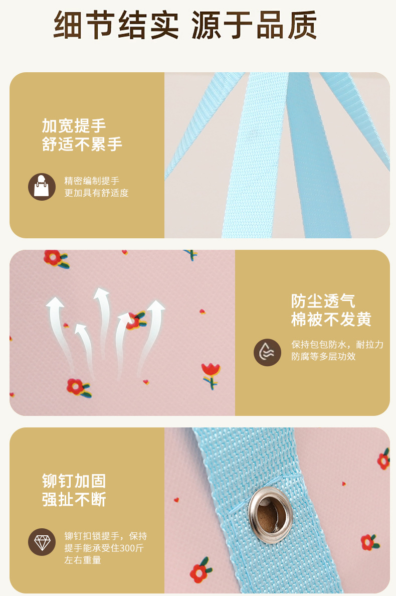 源头工厂无纺布袋手提购物袋衣物杂物收纳袋学生旅游外出收纳袋节日礼品袋100%可再生材料环保袋详情4