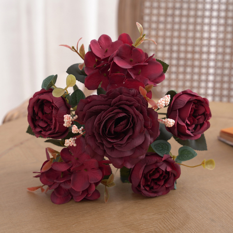 6叉芙蓉玫仿真花假花创意花束自然风装饰餐桌茶几花艺摆设详情26