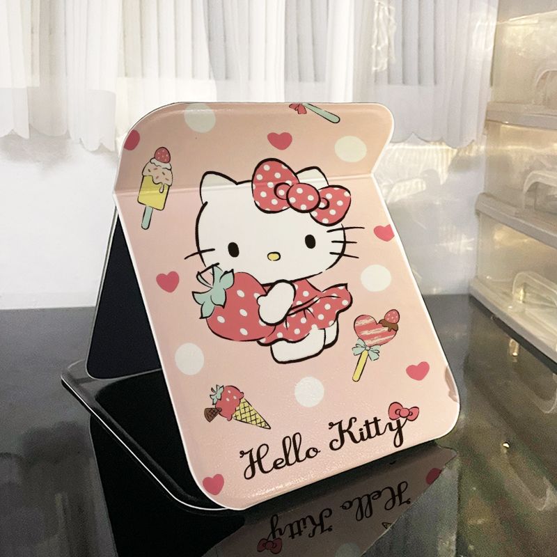 KT猫镜子可爱桌面折叠化妆镜卧室宿舍学生随时便携式无边框台式镜详情20