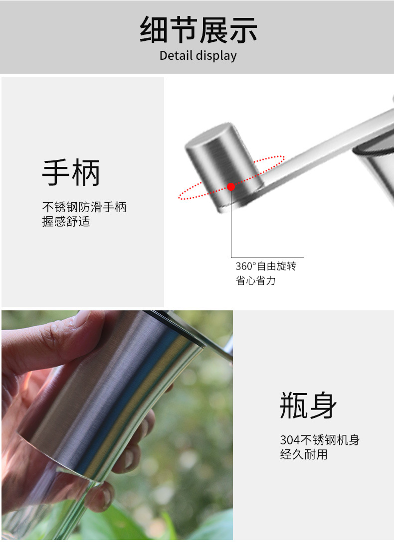 Cross-border coffee grinder, manual coffee grinder, 304 stainless steel coffee bean grinder, coffee spoon LOGO available pic 5