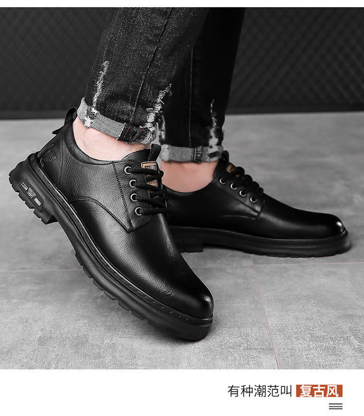 2025春秋新款男士手工上线休闲皮鞋男复古工装大头耐磨系带男皮鞋详情5